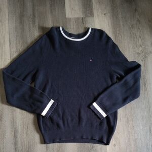 Tommy Hilfiger Navy Crewneck Sweater with White Accents